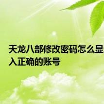 天龙八部修改密码怎么显示请输入正确的账号