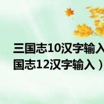 三国志10汉字输入(三国志12汉字输入)