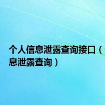 个人信息泄露查询接口(个人信息泄露查询)