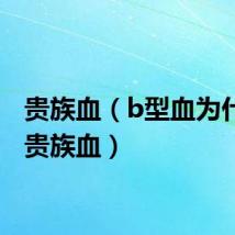 贵族血（b型血为什么叫贵族血）