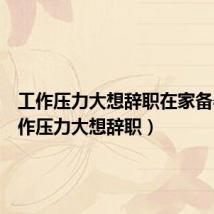 工作压力大想辞职在家备孕(工作压力大想辞职)