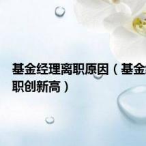 基金经理离职原因(基金经理离职创新高)