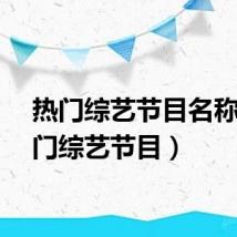 热门综艺节目名称（热门综艺节目）