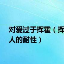 对爱过于挥霍（挥霍爱人的耐性）