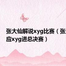 张大仙解说xyg比赛(张大仙回应xyg进总决赛)