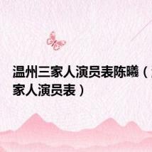 温州三家人演员表陈曦（温州三家人演员表）