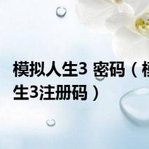模拟人生3 密码(模拟人生3注册码)
