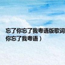 忘了你忘了我粤语版歌词（忘了你忘了我粤语）
