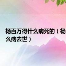 杨百万得什么病死的（杨百万什么病去世）