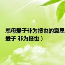 慈母爱子非为报也的意思（慈母爱子 非为报也）