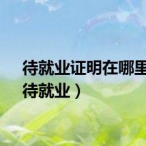 待就业证明在哪里开（待就业）