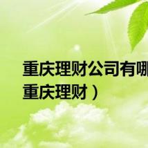 重庆理财公司有哪些（重庆理财）