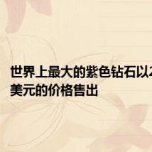 世界上最大的紫色钻石以2660万美元的价格售出