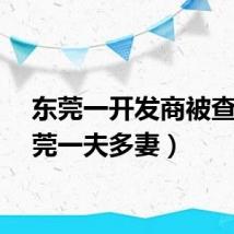 东莞一开发商被查（东莞一夫多妻）