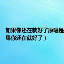 如果你还在就好了原唱是谁（如果你还在就好了）