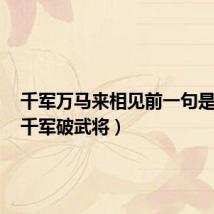 千军万马来相见前一句是什么（千军破武将）