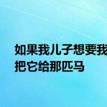 如果我儿子想要我可以把它给那匹马