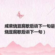 咸菜烧豆腐歇后语下一句是（咸菜烧豆腐歇后语下一句）