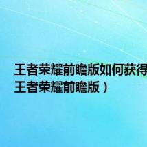 王者荣耀前瞻版如何获得点券（王者荣耀前瞻版）