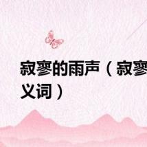寂寥的雨声（寂寥的近义词）