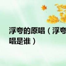 浮夸的原唱（浮夸的原唱是谁）