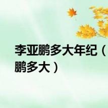 李亚鹏多大年纪（李亚鹏多大）