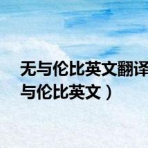 无与伦比英文翻译（无与伦比英文）