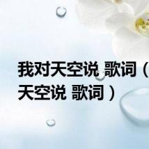我对天空说 歌词（我对天空说 歌词）