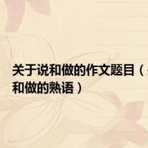 关于说和做的作文题目（关于说和做的熟语）