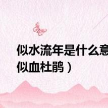 似水流年是什么意思（似血杜鹃）