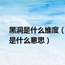 黑洞是什么维度（黑洞是什么意思）