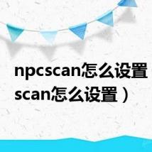 npcscan怎么设置（npcscan怎么设置）