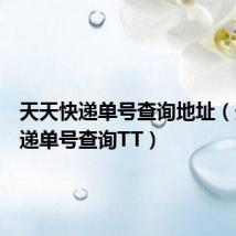 天天快递单号查询地址（天天快递单号查询TT）