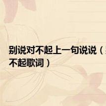 别说对不起上一句说说(别说对不起歌词)