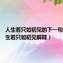 人生若只如初见的下一句是(人生若只如初见解释)