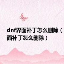 dnf界面补丁怎么删除(dnf界面补丁怎么删除)