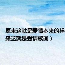 原来这就是爱情本来的样子(原来这就是爱情歌词)