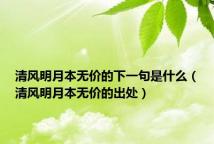 清风明月本无价的下一句是什么(清风明月本无价的出处)