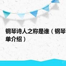 钢琴诗人之称是谁(钢琴诗人简单介绍)