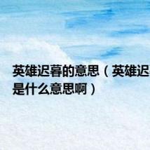 英雄迟暮的意思(英雄迟暮到底是什么意思啊)