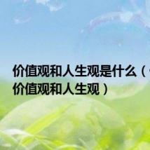 价值观和人生观是什么(什么是价值观和人生观)