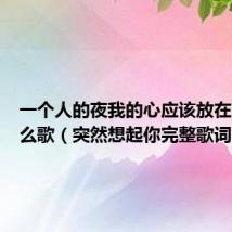 一个人的夜我的心应该放在哪里什么歌(突然想起你完整歌词)