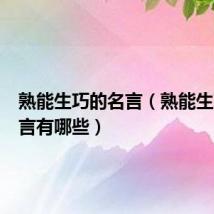 熟能生巧的名言(熟能生巧的名言有哪些)
