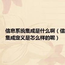 信息系统集成是什么啊(信息系统集成定义是怎么样的呢)