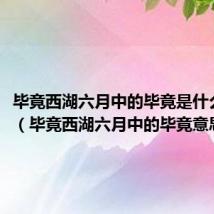 毕竟西湖六月中的毕竟是什么意思(毕竟西湖六月中的毕竟意思简述)