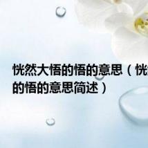 恍然大悟的悟的意思(恍然大悟的悟的意思简述)