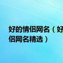 好的情侣网名（好的情侣网名精选）