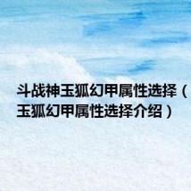 斗战神玉狐幻甲属性选择(斗战神玉狐幻甲属性选择介绍)