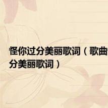 怪你过分美丽歌词(歌曲怪你过分美丽歌词)