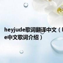 heyjude歌词翻译中文（heyjude中文歌词介绍）